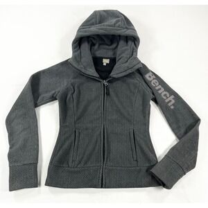 Bench Slinker II Herringbone Fleece Jacket Women's XS Gray Hooded Gorpcore Y2K